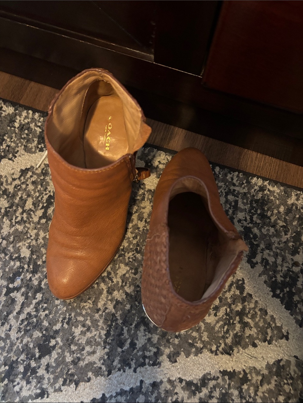 Vintage Coach Brown Leather Pointed Ankle Booties